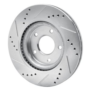 Nissan Juke Brake Rotor (1) - Front Right - R1 Concepts - Drilled & Slotted - Silver - `11-`19